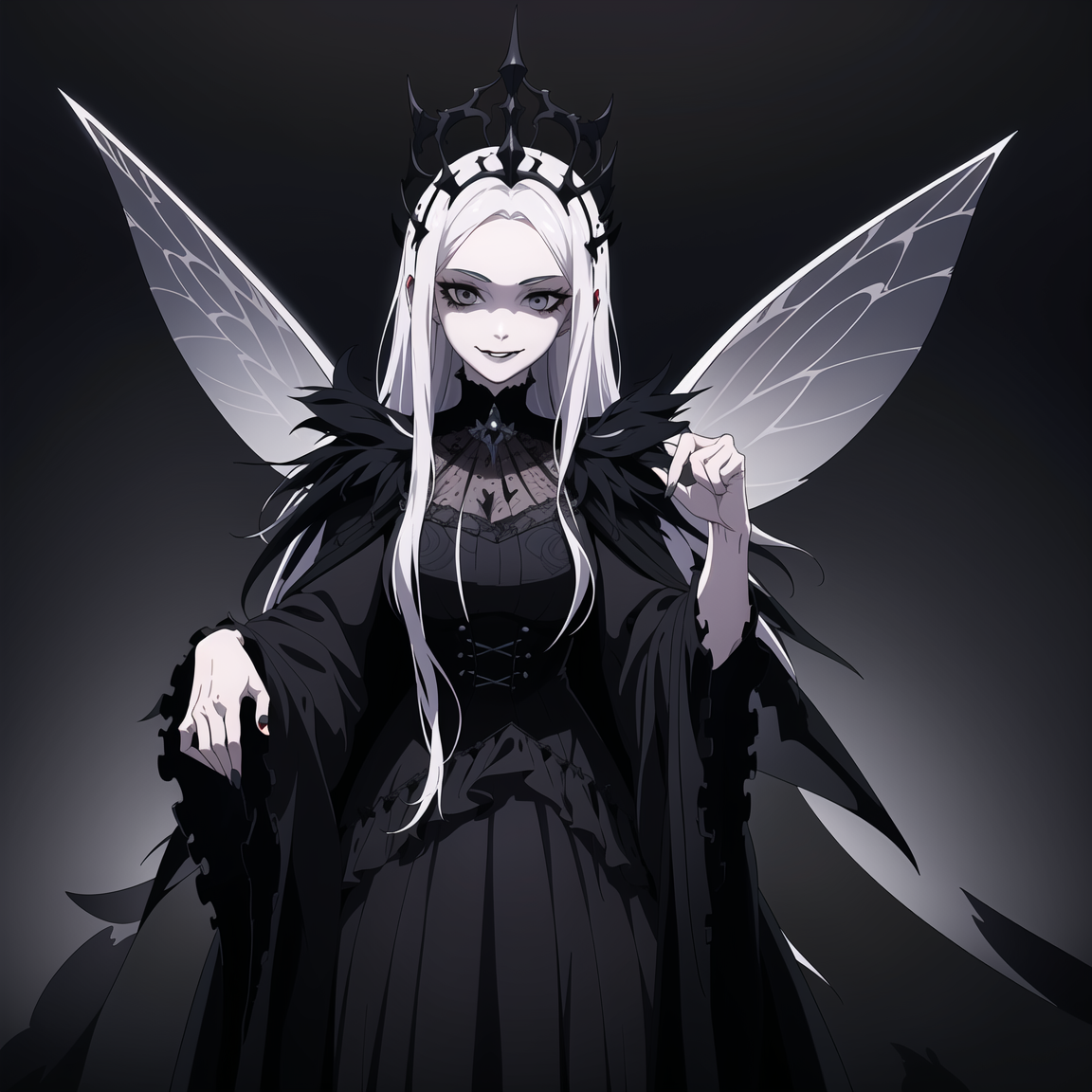 00053-3032414595-1girl,smile,black lips,beautiful,white hair,dark fairy tale,gloomy style,crown,evil vibe,Gothic style,high definition,Rich in in.png